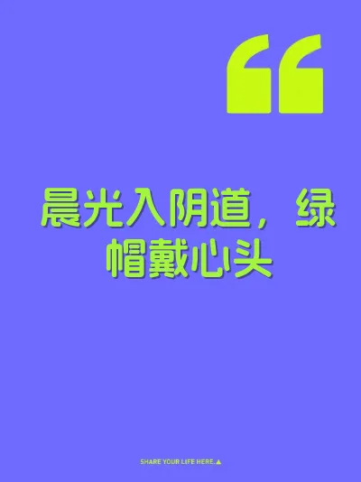 晨光入阴道，绿帽戴心头 封面