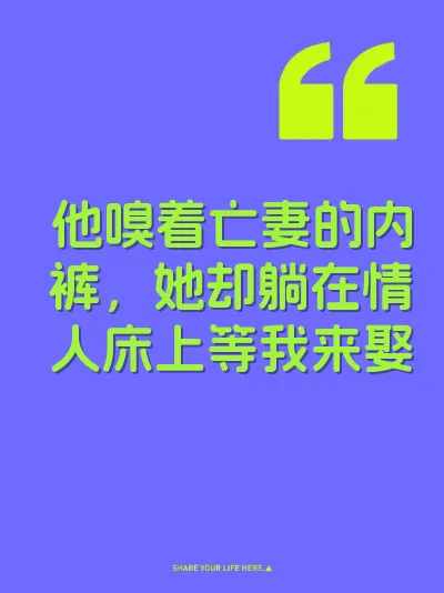 他嗅着亡妻的内裤，她却躺在情人床上等我来娶 封面