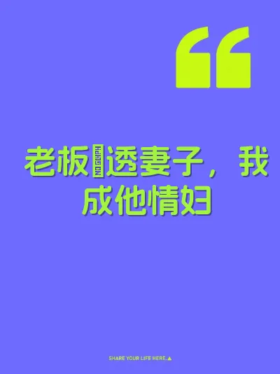 老板肏透妻子，我成他情妇 封面
