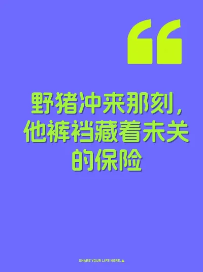 野猪冲来那刻，他裤裆藏着未关的保险 封面
