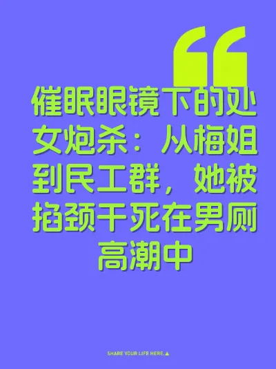 催眠眼镜下的处女炮杀：从梅姐到民工群，她被掐颈干死在男厕高潮中 封面