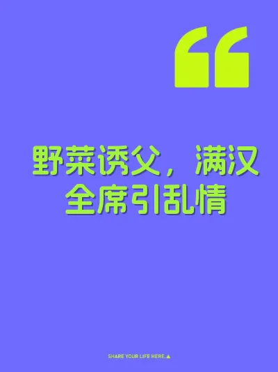 野菜诱父，满汉全席引乱情 封面