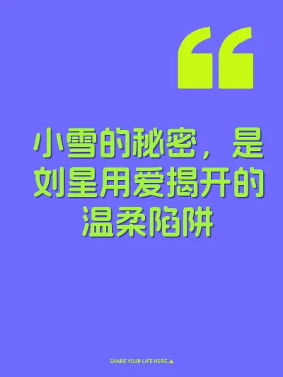 小雪的秘密，是刘星用爱揭开的温柔陷阱 封面