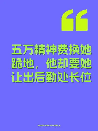 五万精神费换她跪地，他却要她让出后勤处长位 封面