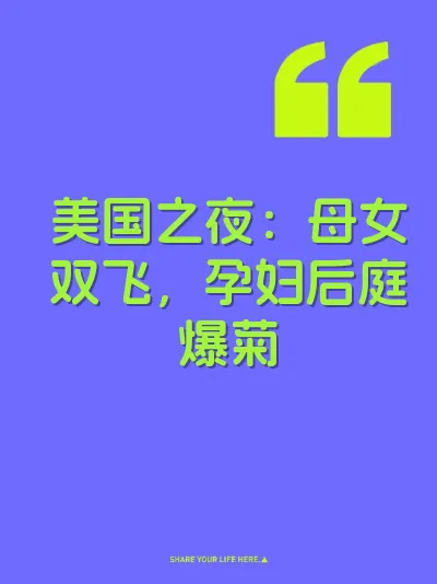 美国之夜：母女双飞，孕妇后庭爆菊 封面