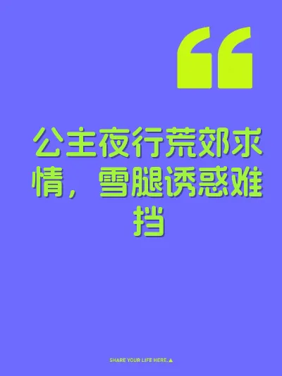 公主夜行荒郊求情，雪腿诱惑难挡 封面