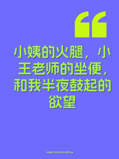 小姨的火腿，小王老师的坐便，和我半夜鼓起的欲望 封面