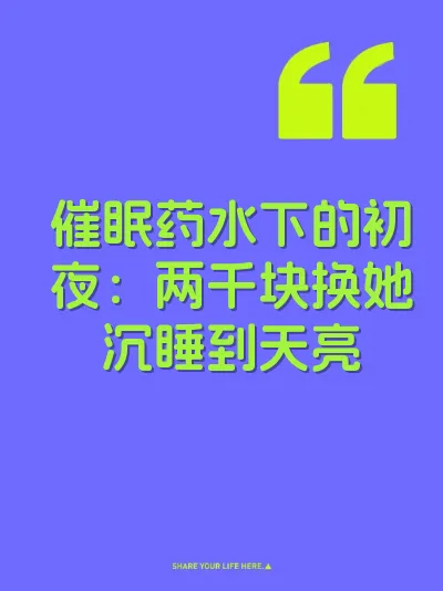 催眠药水下的初夜：两千块换她沉睡到天亮 封面
