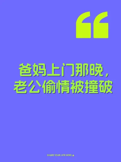 爸妈上门那晚，老公偷情被撞破 封面