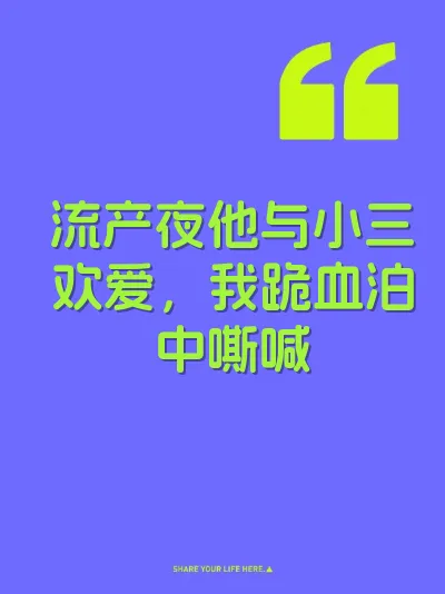 流产夜他与小三欢爱，我跪血泊中嘶喊 封面