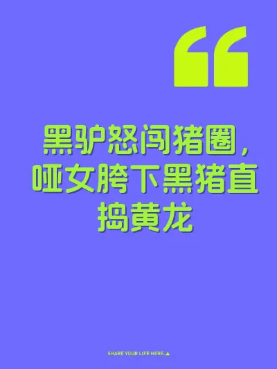 黑驴怒闯猪圈，哑女胯下黑猪直捣黄龙 封面