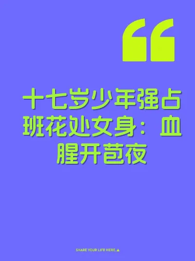 十七岁少年强占班花处女身：血腥开苞夜 封面