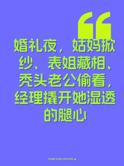 婚礼夜，姑妈掀纱、表姐藏相、秃头老公偷看，经理撬开她湿透的腿心 封面