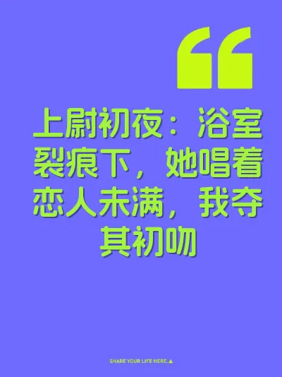 上尉初夜：浴室裂痕下，她唱着恋人未满，我夺其初吻 封面