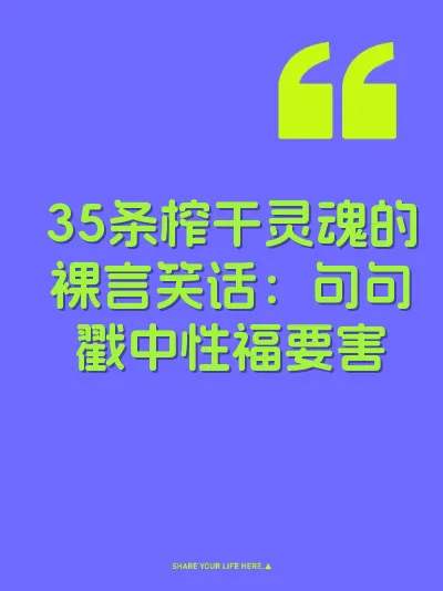 35条榨干灵魂的裸言笑话：句句戳中性福要害 封面