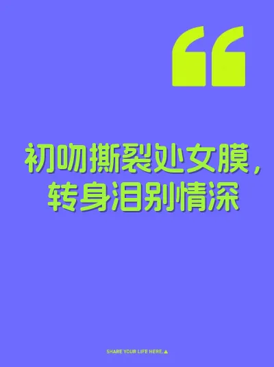 初吻撕裂处女膜，转身泪别情深 封面