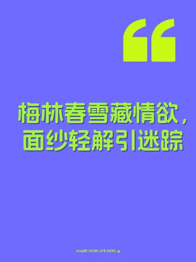梅林春雪藏情欲，面纱轻解引迷踪