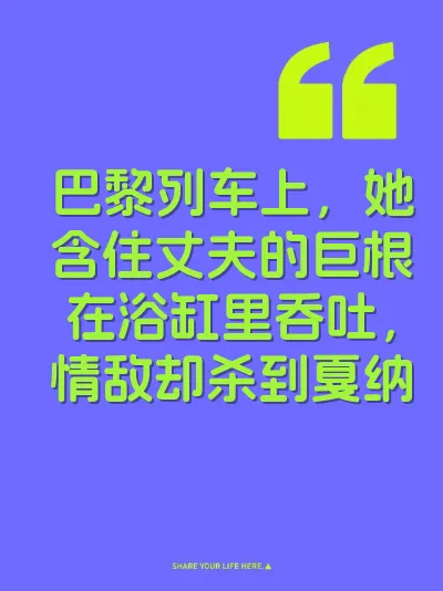 巴黎列车上，她含住丈夫的巨根在浴缸里吞吐，情敌却杀到戛纳 封面