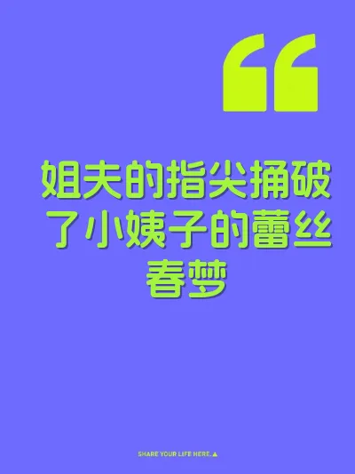 姐夫的指尖捅破了小姨子的蕾丝春梦 封面