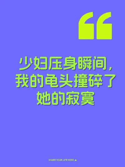 少妇压身瞬间，我的龟头撞碎了她的寂寞 封面