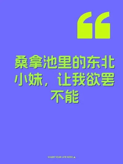 桑拿池里的东北小妹，让我欲罢不能 封面