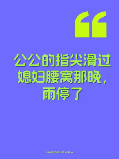 公公的指尖滑过媳妇腰窝那晚，雨停了 封面