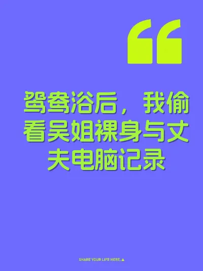 鸳鸯浴后，我偷看吴姐裸身与丈夫电脑记录 封面