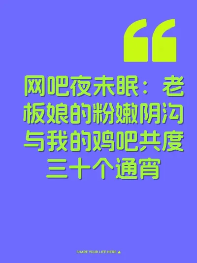 网吧夜未眠：老板娘的粉嫩阴沟与我的鸡吧共度三十个通宵 封面