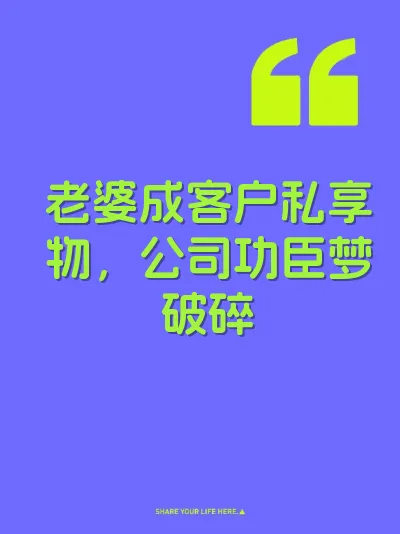 老婆成客户私享物，公司功臣梦破碎 封面