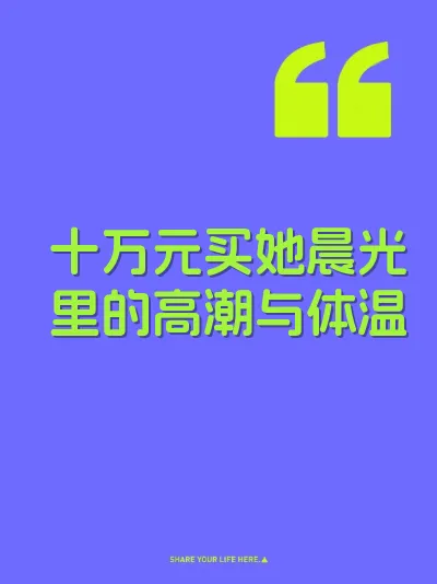 十万元买她晨光里的高潮与体温 封面