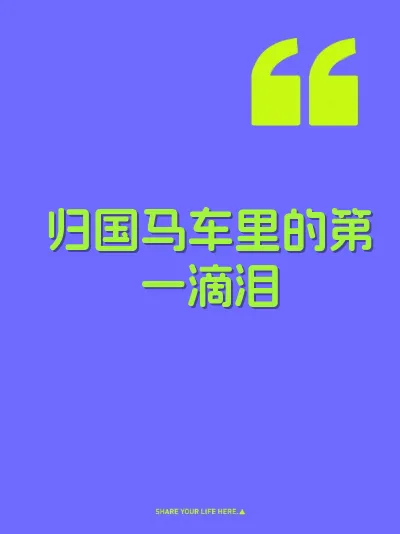归国马车里的第一滴泪 封面
