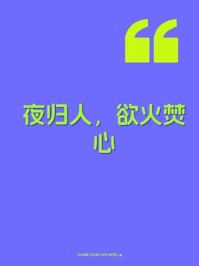 夜归人，欲火焚心 封面