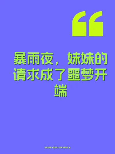 暴雨夜，妹妹的请求成了噩梦开端 封面